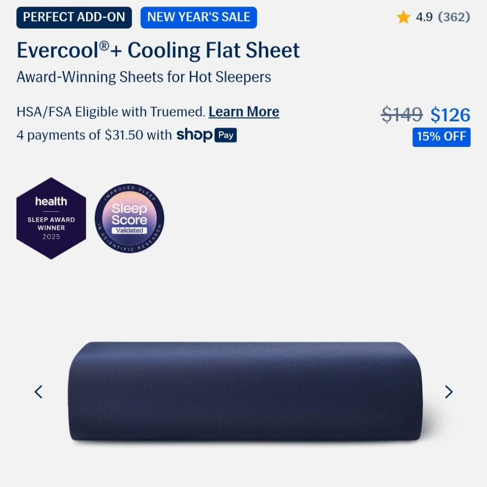 Evercool Midnight Blue Cooling Flat Sheet - King Size